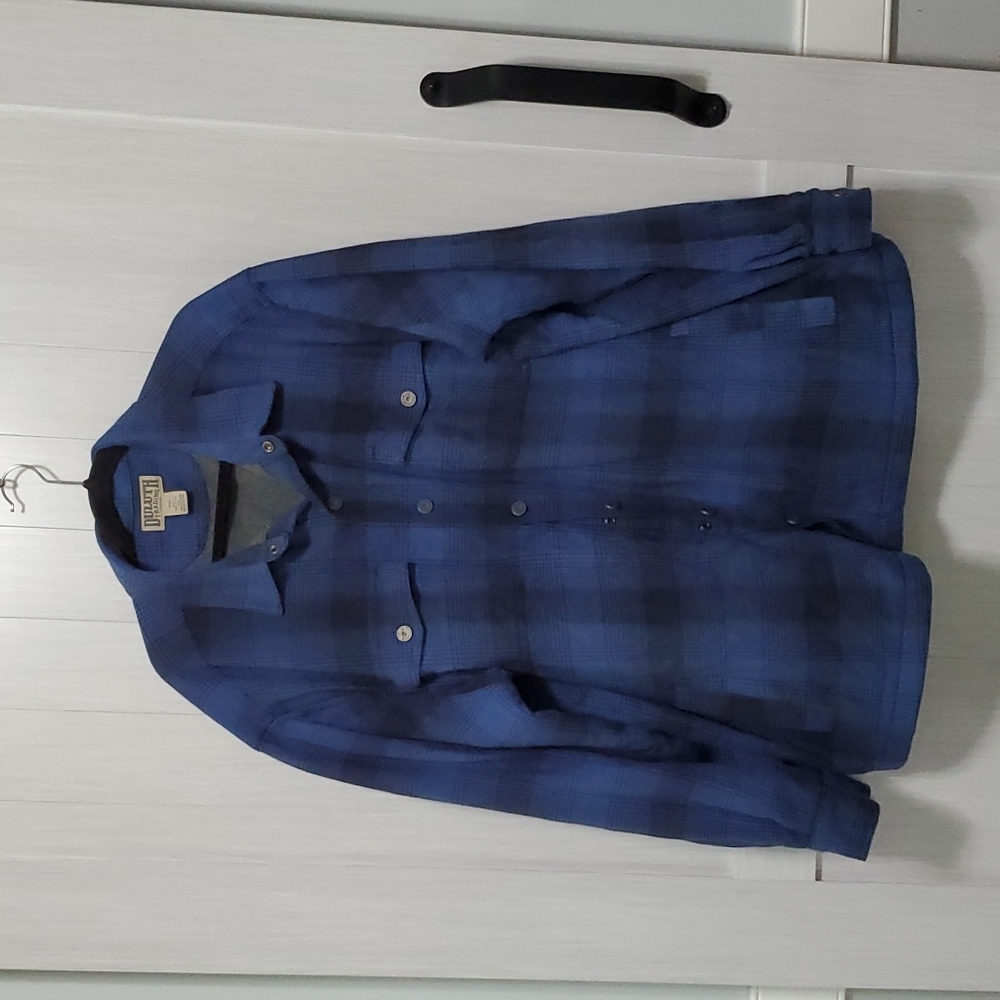 Duluth Trading Co heavy flannel plaid navy blue jacket sz 2XL big & tall